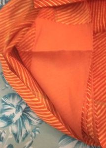 Orange Striped Leheria Georgette Saree