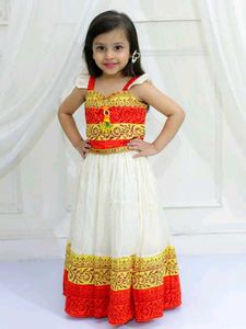unused Embroidered Top With Ghagra Set