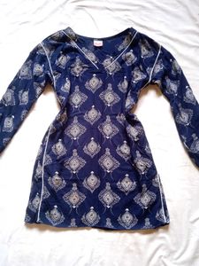 Navy Blue Printed Kurta