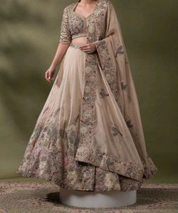 Champagne Gold Embroidered Lehenga Set