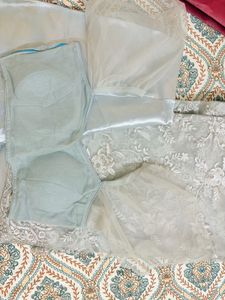 net saree with petticoat and stiched blouseSet