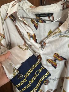 Chic White Butterfly Print Blouse