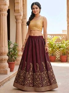 Embroidered Maroon Skirt