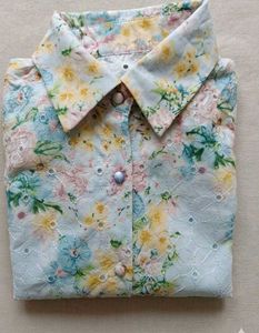 Light Blue Floral Print Button-Up Shirt