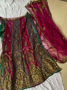 Vintage Lehenga drape saree Set