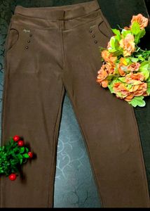 Brown Woolen Trouser In Girlish Look