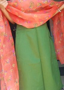 Elegant Green Kurta with Floral Dupatta