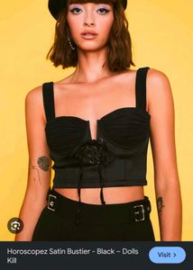 2168. Black Corset Lace-Up Crop Top