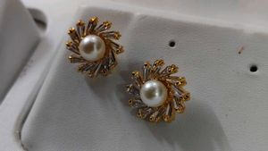 Elegant Pearl & Crystal Stud Earrings