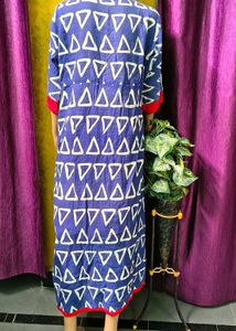 Stylish Blue &amp; Red Geometric Print Kurti