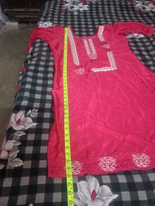 Vibrant Red Kurta Set with White Embroidery