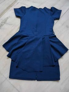 Elegant Navy Blue Peplum Dress
