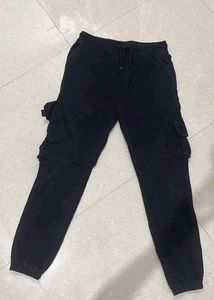 100% Cotton Black Cargo Pants for Men