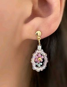 Handmade Beaded Flower Earrings