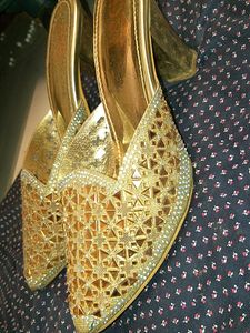 Gold Embellished Mules