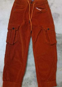 Orange Corduroy Cargo Pants