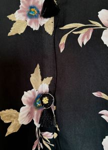 Black Floral Print Kurta