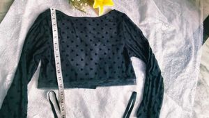 Sheer Black Polka Dot Top