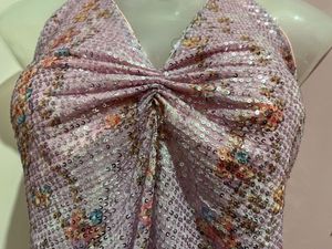 Sparkling baby pink party Halter Neck Top