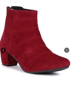 Chic Red Suede Ankle Boots