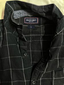 BYFORD Men's Black Checkered Shirt