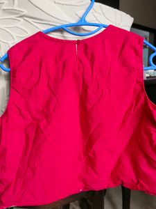Vibrant Pink Ethnic Blouse with Gold Embellishment