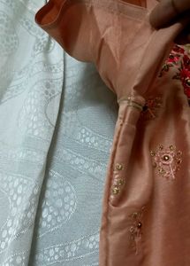 Elegant Peach Embroidered Ethnic Gown