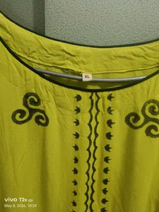 Yellow Printed Kurta