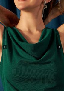 Elegant Green Cowl Neck Dress