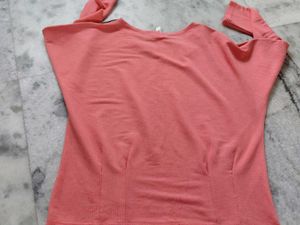 Coral Zip Detail Long Sleeve Top