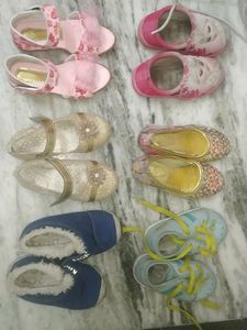 Girl 13 Pair Shoes Including School Blck And White Shoes