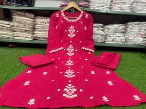 Pink Embroidered Kurta Set with Dupatta