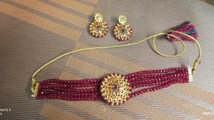 Necklace With Ear Tops- Chocker Type Jewellery Set