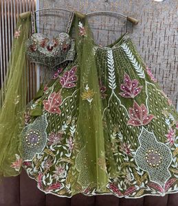 Designer Olive Green Lehenga Choli