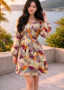 Chic Geometric Print Dress