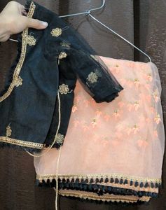 Elegant Black Floral Embroidered Lehenga