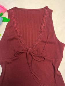 Ribbed Lace Trim Cami Top