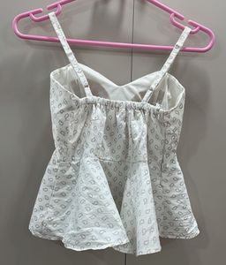Padded Stylish White Peplum Camisole Top