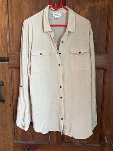Chic Beige Long Sleeve Shirt