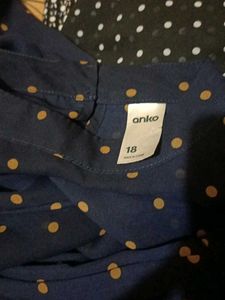 Navy Blue Polka Dot top, puff sleeves