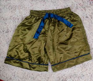 Satin Sleep Shorts - Olive Green