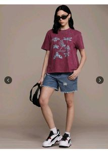 Maroon Graphic Print T-Shirt