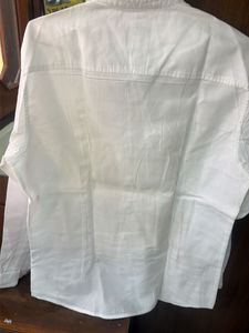 Men's White Band Collar Shirt