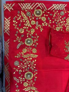 Red Embroidered Silk Saree