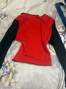 Red &amp; Black Star Long Sleeve baby tee
