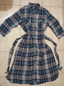 Plaid Button-Down Shirt Dress
