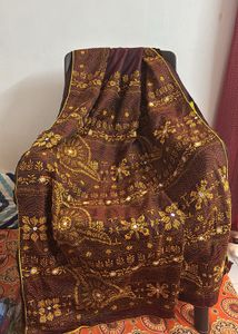 Brown Lambani Embroidered Silk Saree