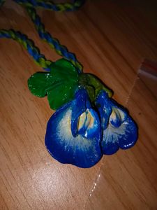 Boho Blue Flower Pendant Necklace