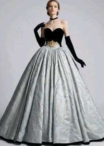 Elegant Black &amp; Sky blue Ball Gown