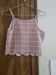 Cute Pink Plaid Crop Top